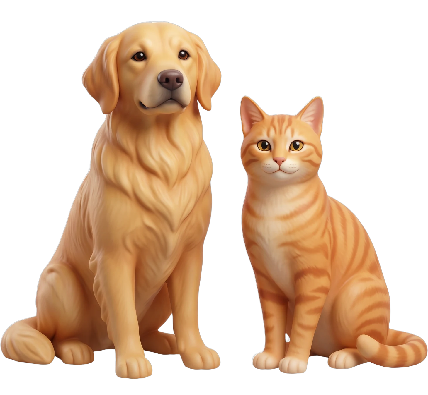 Figurines of a dog and a cat sitting side by side