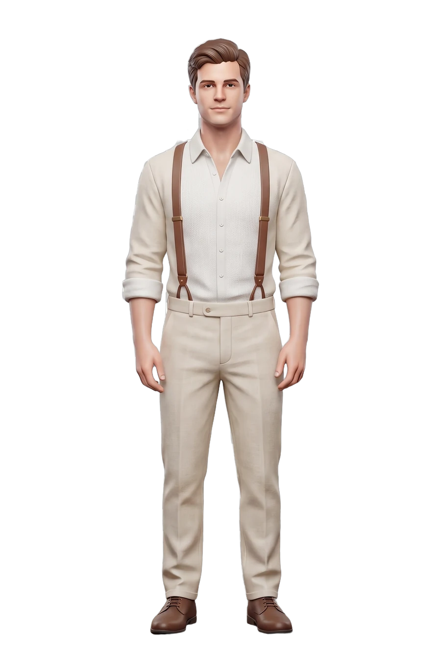 Figurine of a groom in a linen shirt and braces