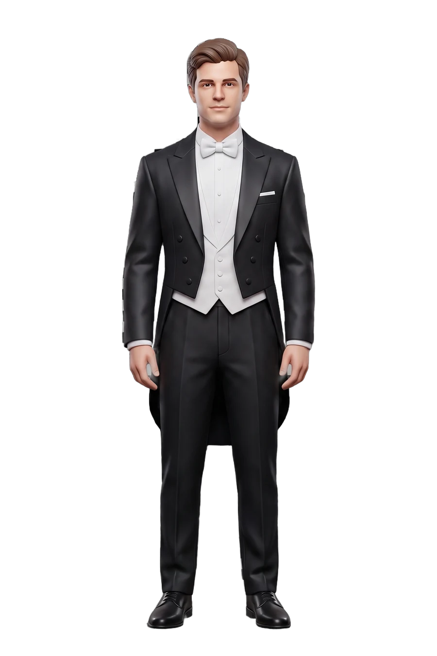 Figurine of a groom in white tie, tailcoat and waistcoat