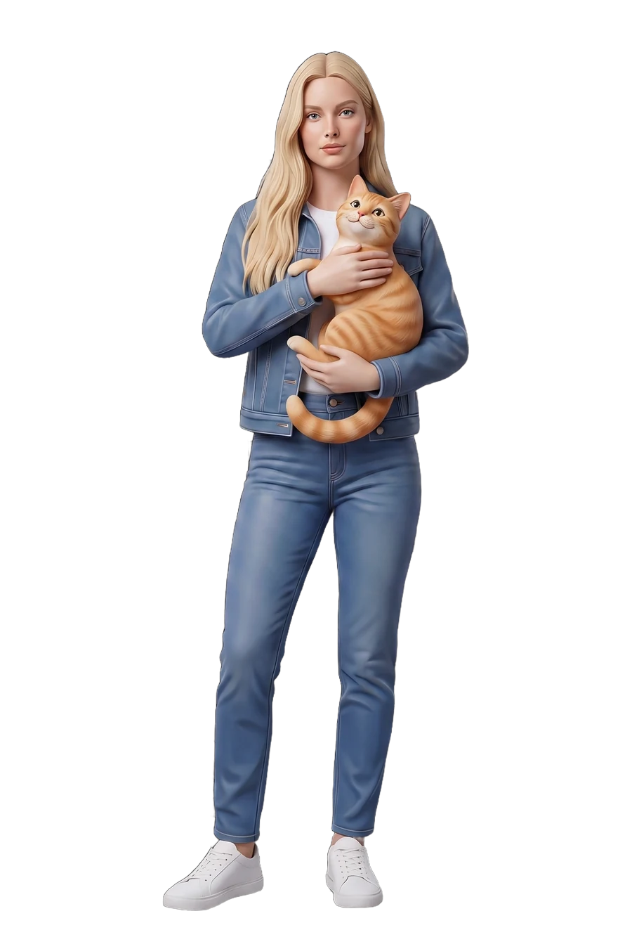 Figurine of a woman holding her ginger cat