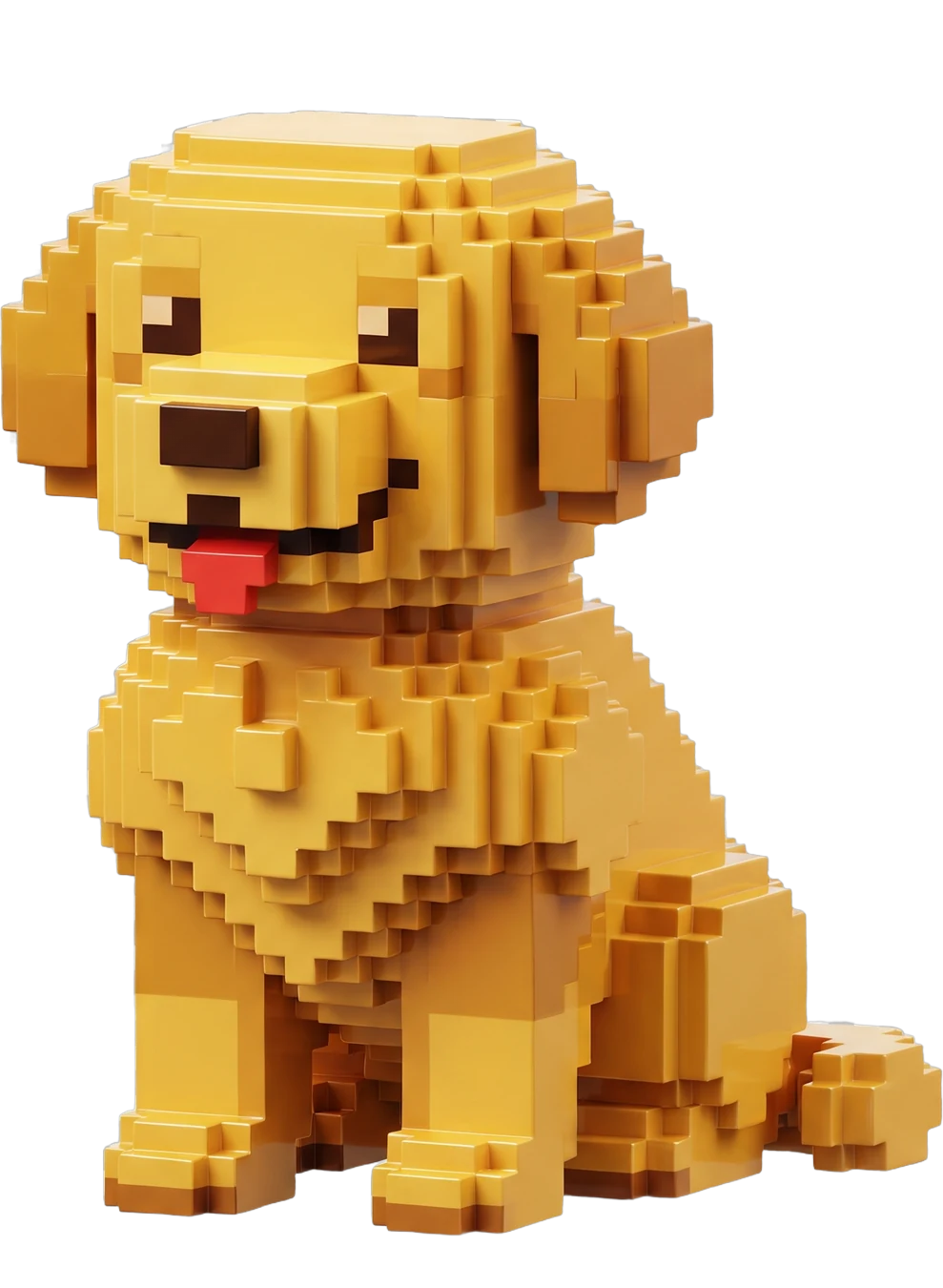 Voxel figurine of a golden retriever sitting